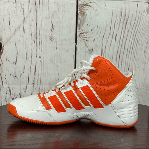 Adidas Orange and White Men’s Basketball Hi-top Sneakers with Breathable Mesh 10 - Picture 5 of 16